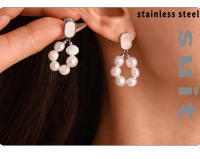 Pendientes de Perlas Naturales de circón pendientes colgantes femeninos pendientes Elegantes - details 2