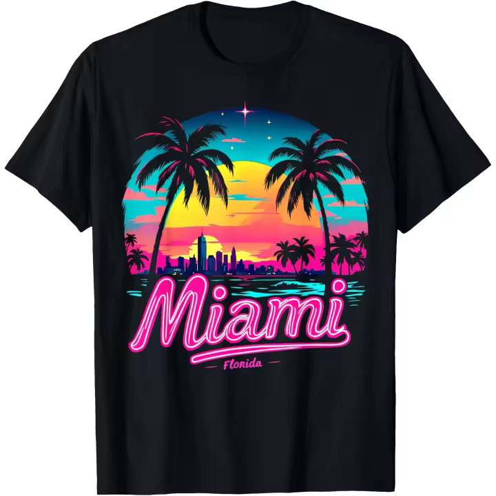 Vintage Miami Beach – Retro 305 Florida Sunset Graphic Camiseta para hombre - 1
