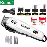 Kemei-recortadora eléctrica profesional, cortadora de pelo inalámbrica, recargable por USB, con pantalla LCD, para barbero - details 0