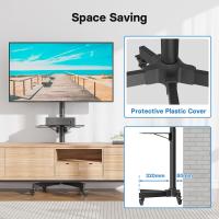 Soporte TV Ruedas para Pantallas de 23 a 60 Pulgadas, Soporte TV Suelo Ajustable en Altura con Estante, Soporte TV Movil Compatible con VESA 50x50mm a 400x400mm, Capacidad 40kg, Negro - details 7
