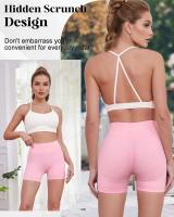 Mujeres sin costuras cintura baja acanalado Scrunch Bum gimnasio impacto Biker Yoga Fiess entrenamiento correr estiramiento atlético botín pantalones cortos - details 1