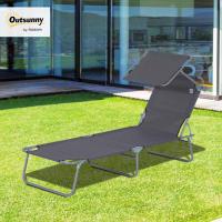 Silla Plegable para Jardín Desmontable, Regulable, Reclinable, para Jardín, Balcón, Acampada al Aire Libre 187x58x36 cm, Gris - details 3