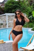 Conjunto de Bikini de Cintura Alta y Secado Rápido Traje de Baño de Nylon Plano para Mujeres - details 3