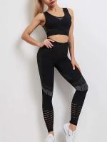 Malla de gimnasio para mujer, calcetines energéticos sin costuras, pantalones deportivos de cintura alta, entrenamiento, correr, ropa deportiva, malla hueca para Yoga - details 2