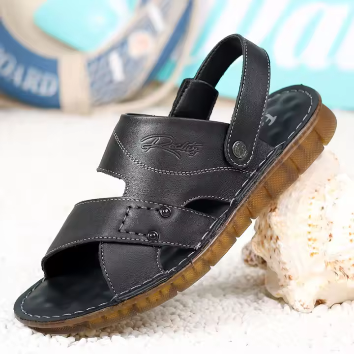 Nuevas Sandalias de Hombre de Cuero Genuino Suela Suave de Tendón de Res Cómodo para la Playa - 1