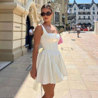BUNO-Mini vestido sin espalda con tirantes finos para mujer, Vestidos sexis sin mangas ajustados con cuello Halter y cordones con lazo, Vestidos de fiesta de medianoche - details 8