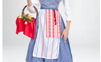 Nuevo Conjunto de traje étnico de cerveza Pastoral de chica de granja a cuadros azules de estilo francés - details 6