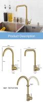 Grifo dorado de acero inoxidable, lavabo facial, grifo mixto de cocina fría y caliente - details 1