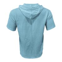 Camisa de lino y algodón de manga corta para hombre, informal, color sólido, con capucha, talla grande, ropa de hombre - details 4