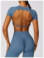 Camiseta de Yoga de Corte Corto de Verano Top de Deportivo de Nylon para Mujeres - details 2
