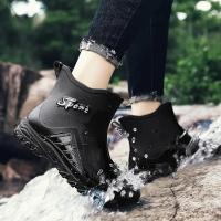 Botas de lluvia para hombre, botas desnudas a la moda, zapatos antideslizantes para trabajo de Chef, zapatos de pesca de goma impermeables y duraderos, zapatillas de deporte para hombre 2023 - details 11