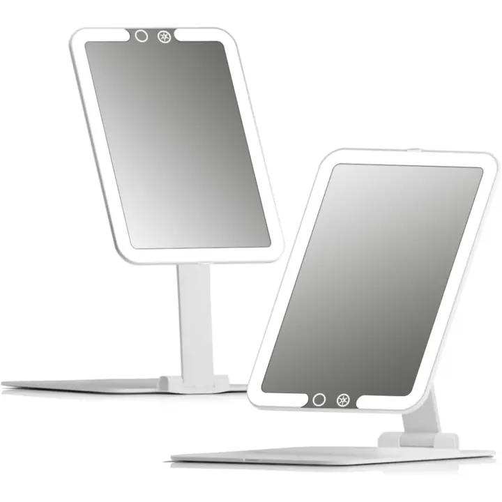 Fancii Espejo de maquillaje de viaje recargable con luces LED brillantes 3 modos de color: ultrafino, portátil y liviano, táctil - 1