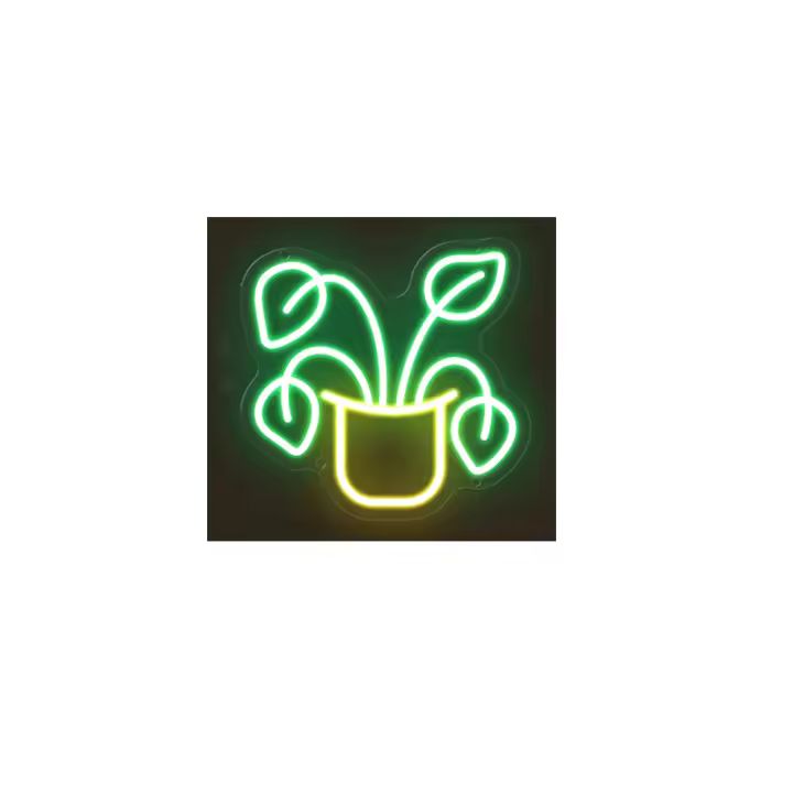 Letrero de neón LED con forma de florero para decoración de habitación, dormitorio, lámpara de noche de pared, luces de decoración para el hogar, luz de regalo alimentada por USB para niñas y niños, luces de corazón - 1