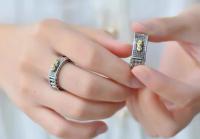 Anillo de Plata Esterlina S925 Diseño de Cilindro Giratorio con Mantra de Corazón Sutra - details 6