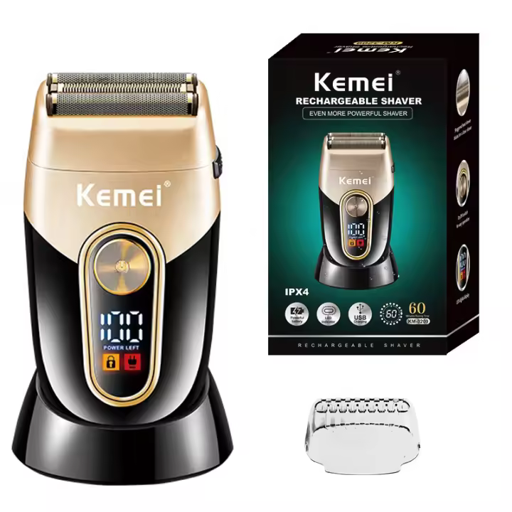 Original kemei shaver for men washable beard electric shaver rechargeable stubble electric razor head shaving machine balds - 1