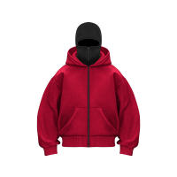 Pasamontañas moda personalidad Sudadera con capucha hombres Color sólido doble capa Sudadera con capucha Y2k Retro Hip Hop ropa de calle de invierno - details 5