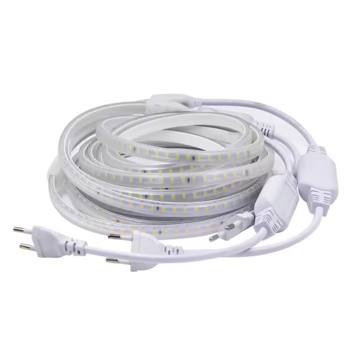 Tira de luces LED de 220V, cinta de lámpara Flexible de alto brillo, resistente al agua, con interruptor, para decoración de cocina, jardín y habitación al aire libre, 2835 - 1