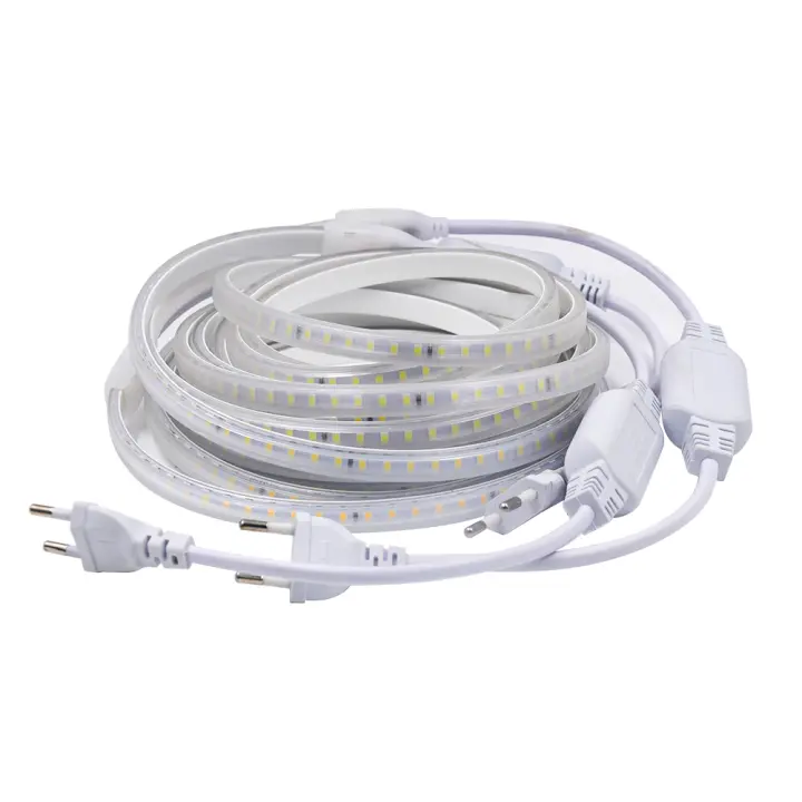 Tira de luces LED de 220V, cinta de lámpara Flexible de alto brillo, resistente al agua, con interruptor, para decoración de cocina, jardín y habitación al aire libre, 2835 - 1