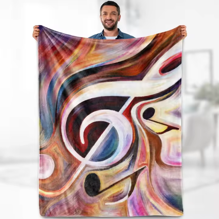 Manta de regalo con notas musicales, manta con temática abstracta para hombres, mujeres y niños, manta suave y acogedora de lana para cumpleaños y Navidad - 1
