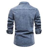 Camisas vaqueras para hombre, camisas desgastadas lavadas de calidad, talla europea, otoño e invierno, 2024 - details 6