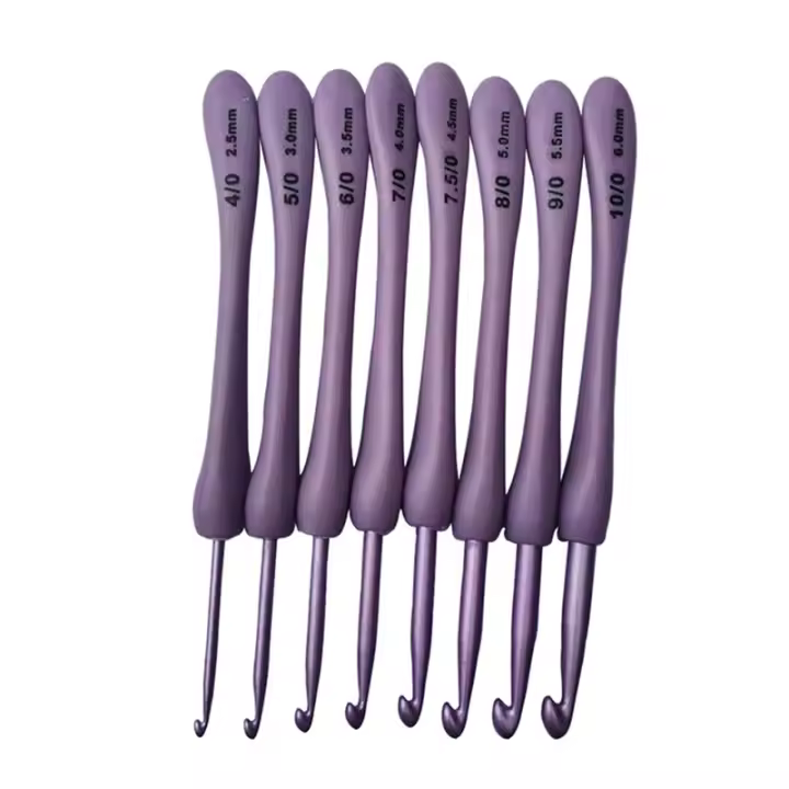 Agujas de Crochet de Aluminio con Mango de Plástico 8Pcs para Costura y Artesanías Tamaño 2.5-6.0mm Ergonomía Tejido DIY - 1