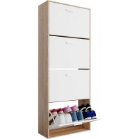 24 pares - Estantería de gran capacidad para vestíbulo o pasillo - (ancho) 60 x (profundidad) 24 x (alto) 150 cm - Madera clara blanca - details 0