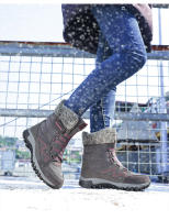 Algodón para el invierno del norte, botas de nieve cálidas y de suela gruesa con forro polar añadido, zapatos altos de cuero para mujer en tallas 35-42 - details 17