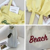 Bolso de hombro informal con estilo, bolso de lona para niñas, bolso grande para ir de compras y bolso de playa, asas cómodas, bolso de hombro ins para mujer de gran capacidad, bolso de mano, bolso perezoso de ocio literario de estilo coreano - details 2