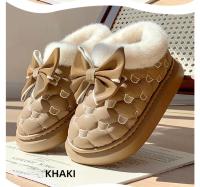 Botines de plataforma para mujer, botines de nieve de invierno de diseñador con lazo, zapatillas mullidas para interiores, zapatos planos de casa para mujer, calzado de moda cálido - details 13