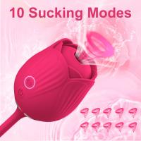 Vibrador consolador juguetes sexuales para mujeres juguete sexual rosa 3 en 1 con vibradores de punto G de empuje y 10 modos de succión para estimulación del pezón del clítoris consoladores anales de doble punta juguetes sexuales para adultos juegos para - details 3