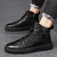 Zapatos de piel de moda para hombre, botas altas estilo Chelsea, impermeables, cómodas, con plataforma, 2025 - details 9