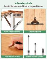 Mesa de Camping Plegable de bambú de 100 x 72 cm para 4 a 6 Personas, Marco Estable de Aluminio, 3 Alturas Ajustables con Bolsa de Transporte para jardín, Picnic, Camping - details 12