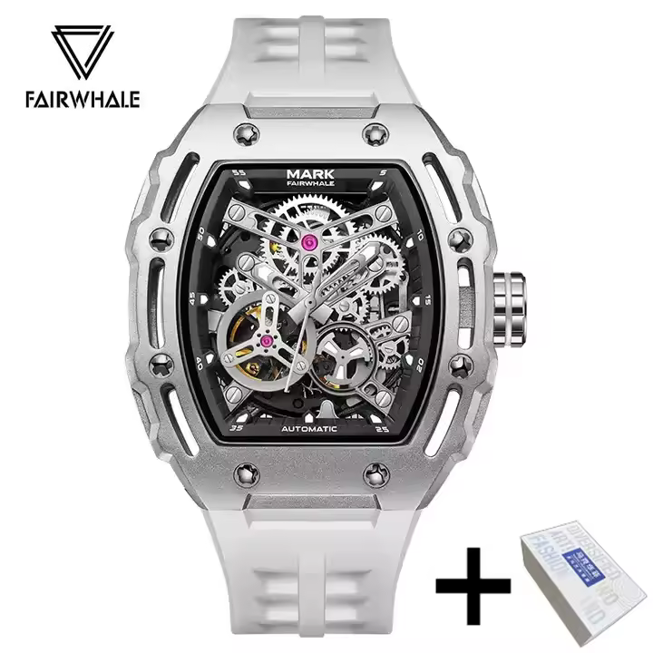 Reloj de Muñeca Mecánico de Lujo para Hombres Automático, Tonneau Deportivo, Carcasa de Silicona, Marca Fairwhale - 1
