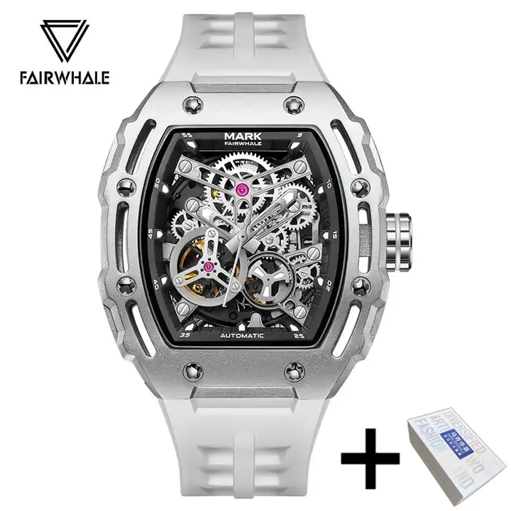 Reloj de Muñeca Mecánico de Lujo para Hombres Automático, Tonneau Deportivo, Carcasa de Silicona, Marca Fairwhale - 1