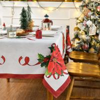Manteles rectangulares con cinta de seda roja de Pascua navideña, manteles para mesa de fiesta de boda, decoración navideña, 2025 - details 2