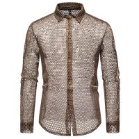 Camisa à manches longues évidée pour hommes, camisas de performance de personnalité, camisas de danse en boîte de nuit pour hommes, diseño de modo, nouveau - details 21