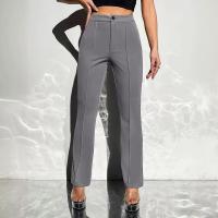 Mujeres elegantes de cintura alta, pantalones de vestir, pantalones lisos de pierna recta para - details 3