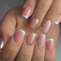 Abalorio falso cuadrado dorado con lentejuelas, uñas reutilizables para actuaciones en escenario, belleza en arte de uñas - details 5
