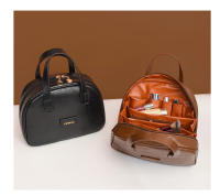 Bolsa de maquillaje Vintage de cuero encerado para mujer, gran capacidad, moderna, de alta gama, bolsa de almacenamiento portátil para el cuidado de la piel, novedad de 2025 - details 31