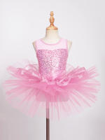 Vestido de baile de Ballet para niñas, sin mangas, lentejuelas brillantes, leotardo de malla, tutú, Ropa de baile, gimnasia, patinaje, disfraz de escenario actuación - details 17