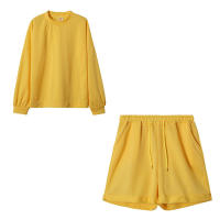 Top de cuello redondo para mujer, pantalones cortos sueltos, suéter informal de dos piezas, Ropa nueva 2024 - details 9