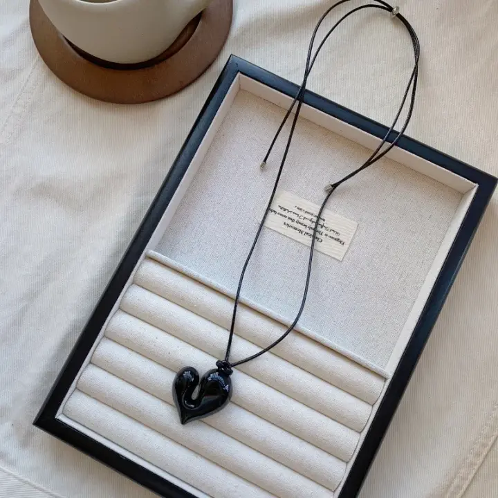 Nuevo Collar con colgante de corazón, accesorio de cadena de suéter extraíble ajustable - 1