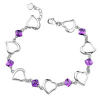 Pulsera de Zirconio Cristal Púrpura con Forma de Corazón en Plata  de Alta Calidad Joyería de Fiesta y Compromiso para Mujer Regalo de Andara - details 5