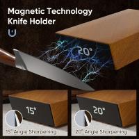 Juego de afilador de cuchillos rodante de madera de primera calidad con 15 °   & 20 °   Ángulos magnéticos |   Ideal para cuchillos de cocina, cuchillas y tijeras de chef: duradero, lavable, no requiere ensamblaje, marrón claro, kit de afilado de cuchillo - details 1