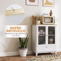 Mueble Auxiliar de Cocina Estante de Vidrio Ajustable con Cajón Blanco y Roble 68x35x85 cm - details 6