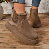 Botas altas para la nieve para mujer, zapatos gruesos de felpa, cálidos, sencillos y versátiles, cómodos, de algodón, invierno, 2024 - details 15