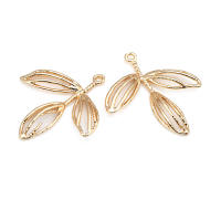 Colgantes de hojas de árbol de latón de Color dorado de 18K, accesorios para collar y pendientes, joyería Diy de alta calidad - details 2