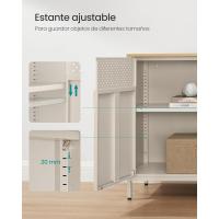 Armario de Almacenamiento, Aparador de Metal, Puerta Magnética Doble, Estante Ajustable, Marco de Acero, 40 x 80 x 76 cm, Beige Natural y Blanco - details 30