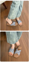 Sandalias retro de suela plana tejida con tiras cruzadas para mujer, diseño de nicho para exteriores de verano. - details 5