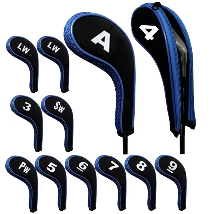 Goma de neopreno con diseño de números, equipo de entrenamiento, cubierta para cabeza de Golf con cremallera, funda protectora para cabeza de hierro de Golf - 1
